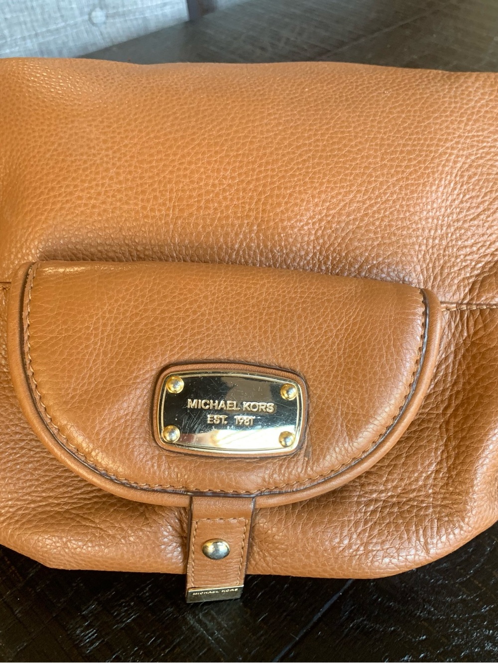 Michael Koran Brown Pebbled Shoulder Bag and Wallet Set
